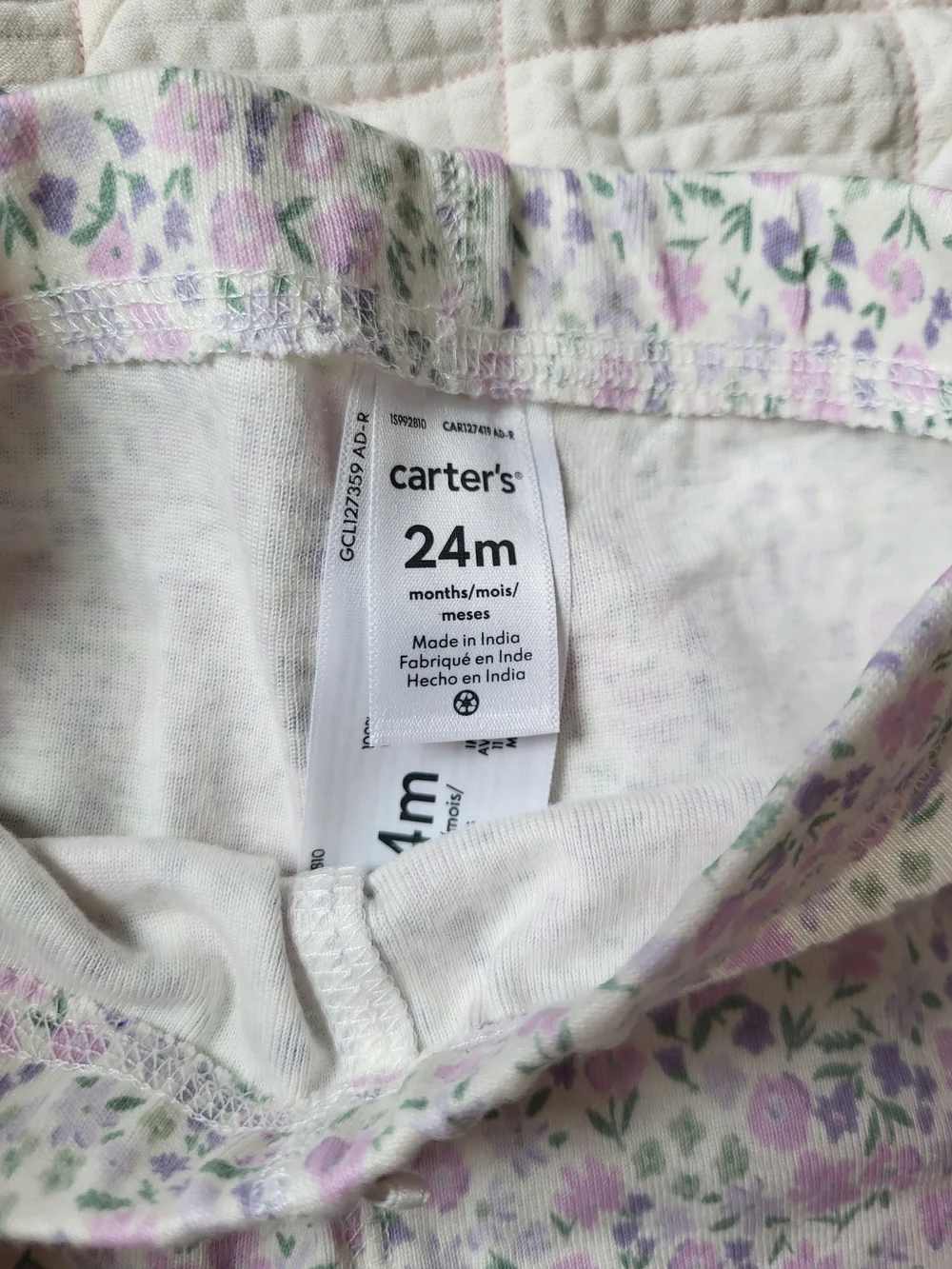 NWOT Carter's Toddler Floral Pants in Lavender and White